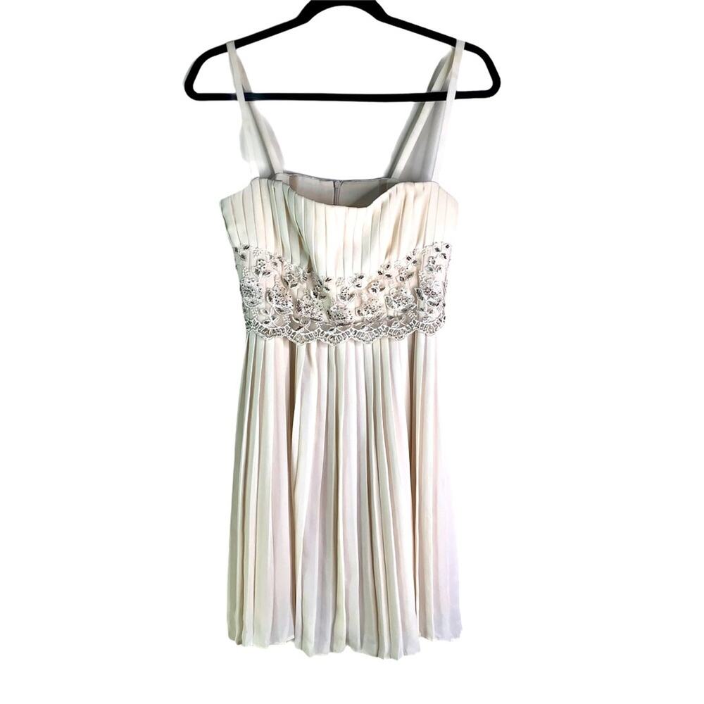 ANTHROPOLOGIE SOME ODD RUBIES Women's Pleated Lace Beaded Mini Dress